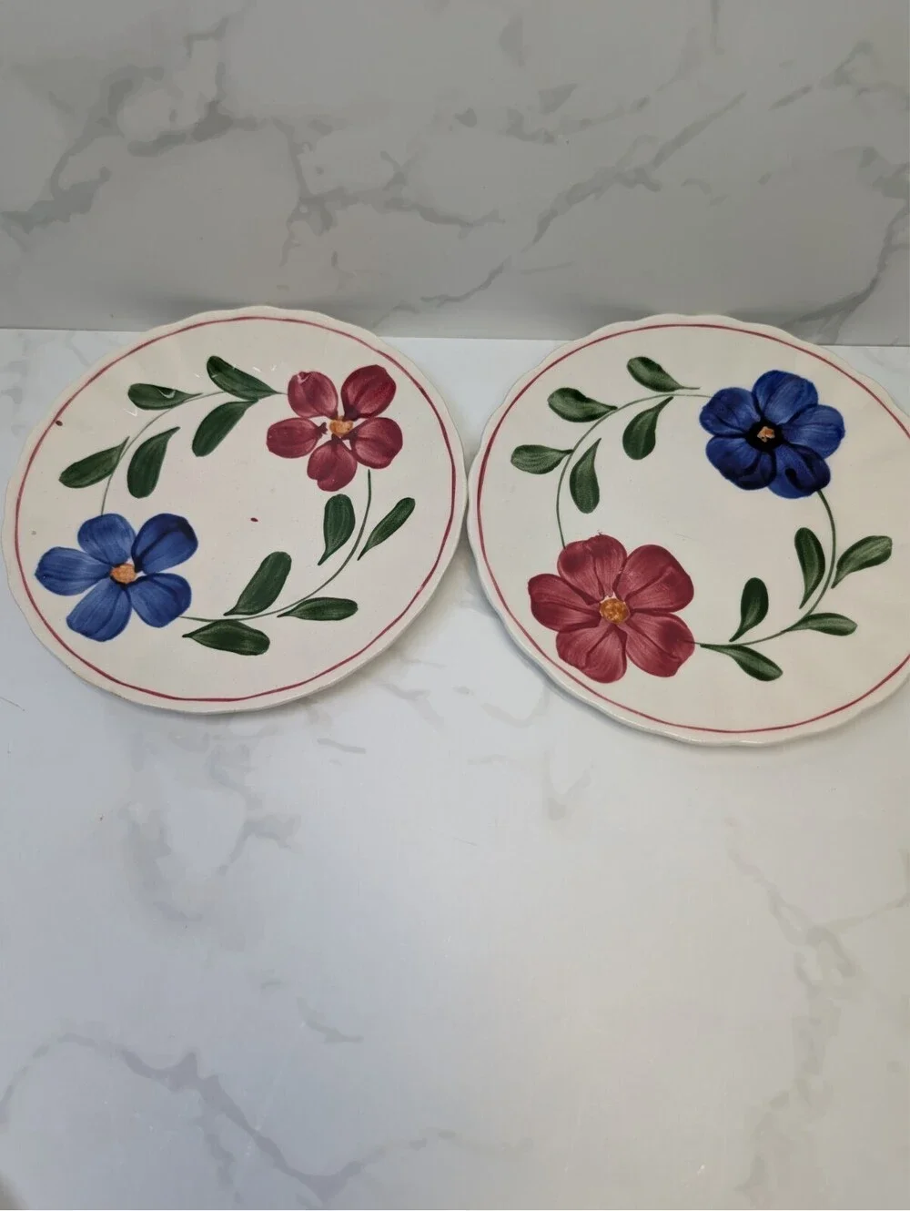 Blue Ridge Laurel Wreath Bread & Butter Plates Set of 4 Vintage 6.25